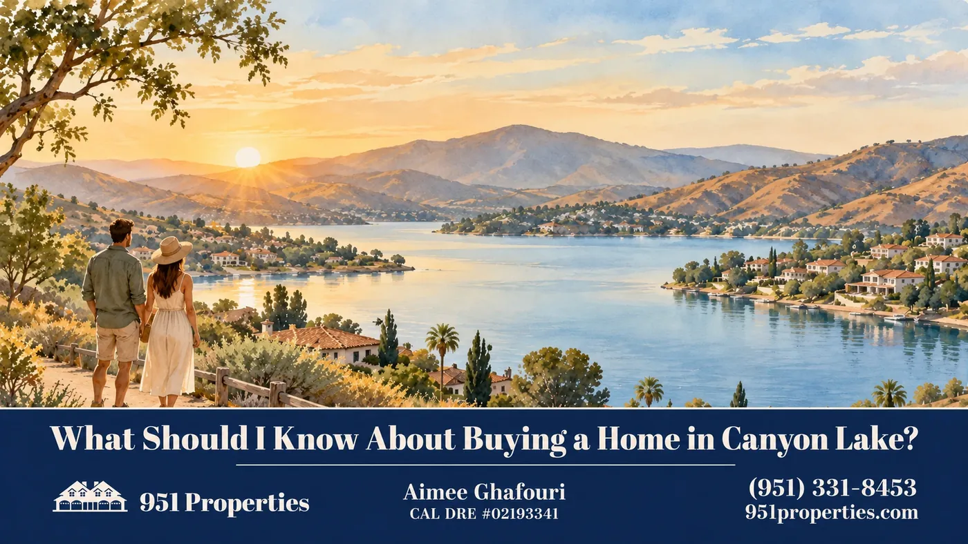 Lakeside setting – illustration for “What Should I Know About Buying a Home in Canyon Lake?”