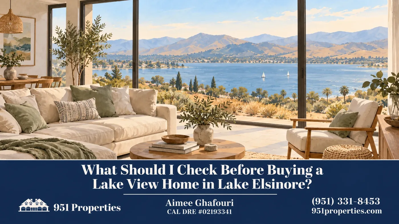 Lake-view setting – illustration for “What Should I Check Before Buying a Lake View Home in Lake Elsinore?”
