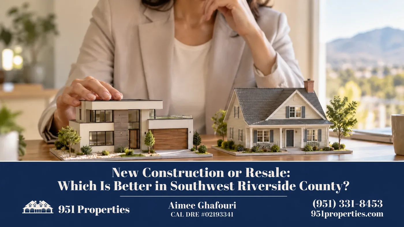 Comparing housing choices – illustration for “New Construction or Resale: Which Is Better in Southwest Riverside County?”