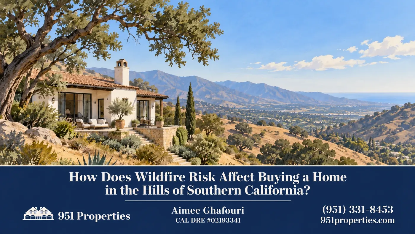 Hillside context – illustration for “How Does Wildfire Risk Affect Buying a Home in the Hills of Southern California?”
