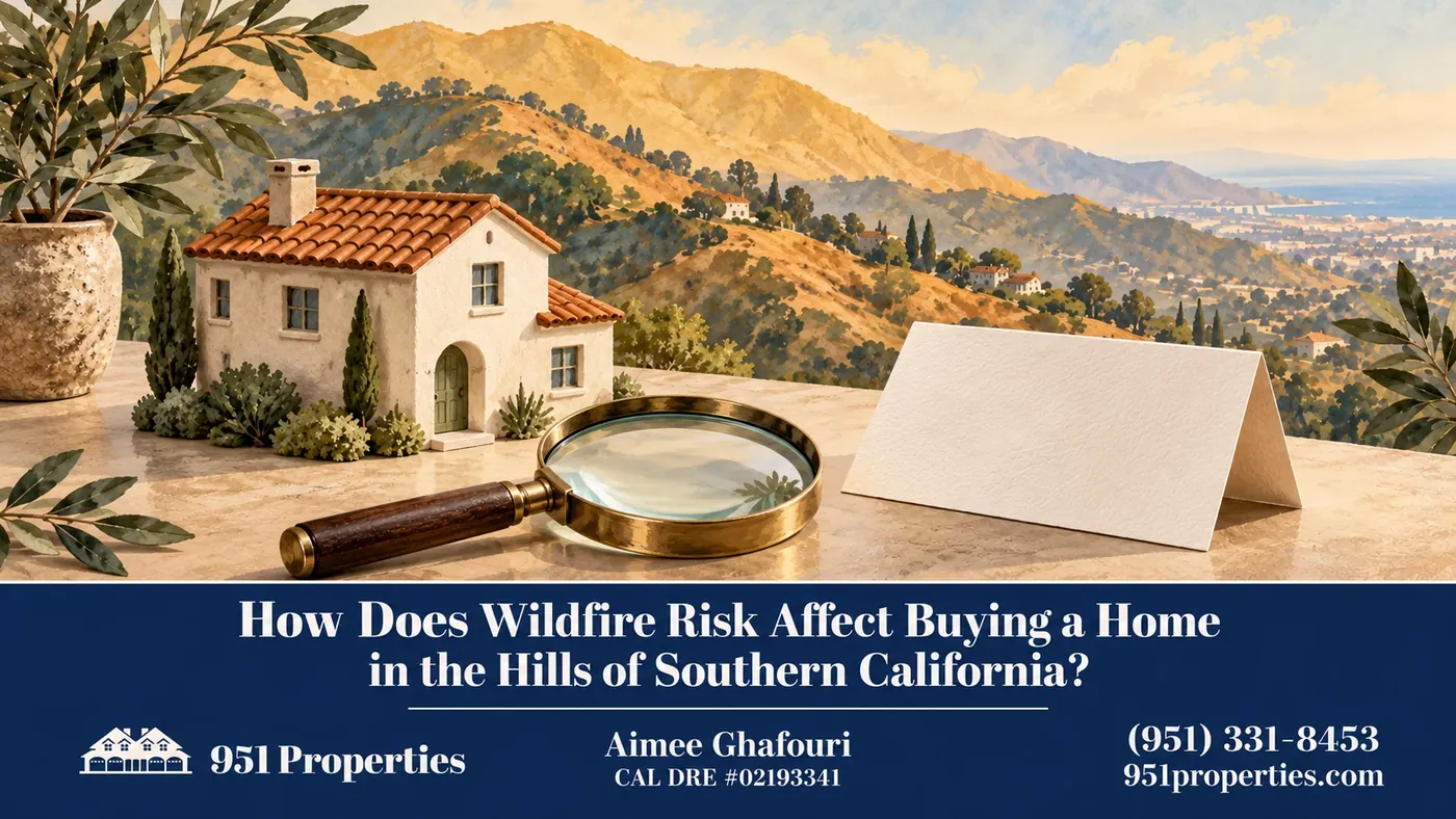 Reviewing risk – illustration for “How Does Wildfire Risk Affect Buying a Home in the Hills of Southern California?”